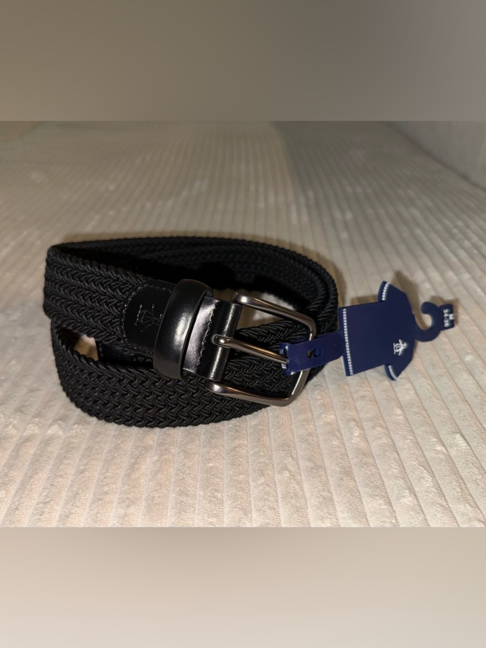 Original Penguin Black Braided Stretch Belt